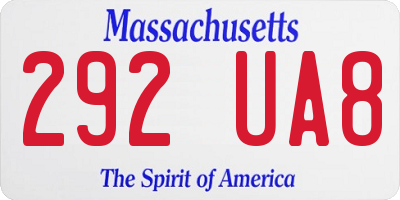 MA license plate 292UA8