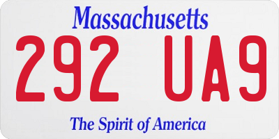 MA license plate 292UA9