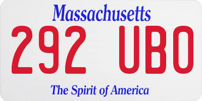 MA license plate 292UB0