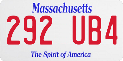 MA license plate 292UB4