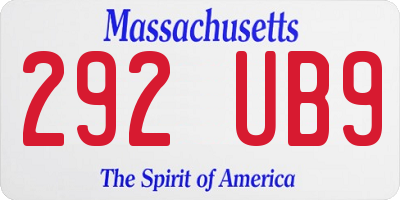 MA license plate 292UB9