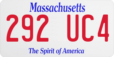 MA license plate 292UC4