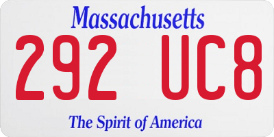 MA license plate 292UC8
