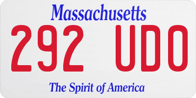 MA license plate 292UD0