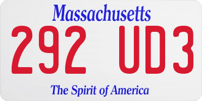 MA license plate 292UD3