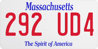 MA license plate 292UD4