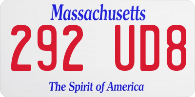 MA license plate 292UD8