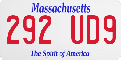 MA license plate 292UD9