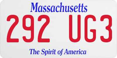 MA license plate 292UG3