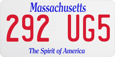 MA license plate 292UG5