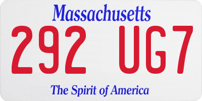 MA license plate 292UG7