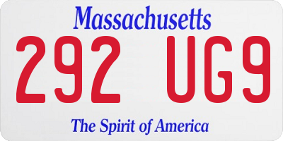 MA license plate 292UG9