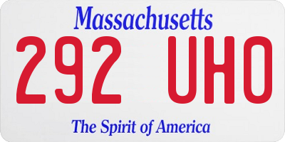 MA license plate 292UH0