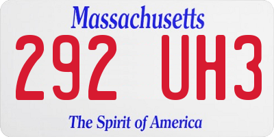 MA license plate 292UH3