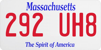 MA license plate 292UH8