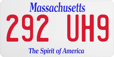 MA license plate 292UH9