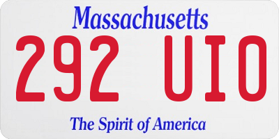MA license plate 292UI0