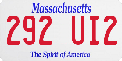 MA license plate 292UI2