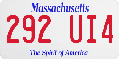 MA license plate 292UI4