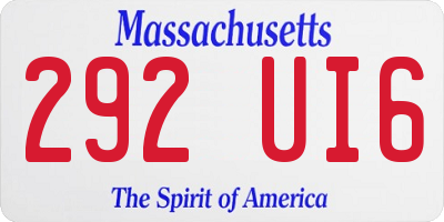 MA license plate 292UI6
