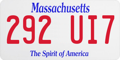 MA license plate 292UI7