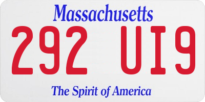 MA license plate 292UI9