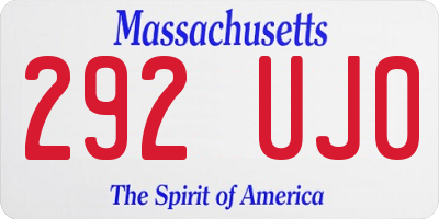 MA license plate 292UJ0