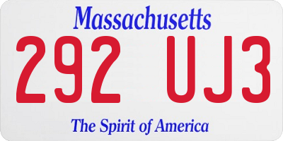 MA license plate 292UJ3