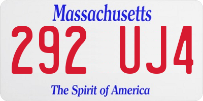 MA license plate 292UJ4