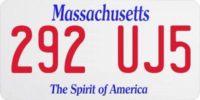 MA license plate 292UJ5