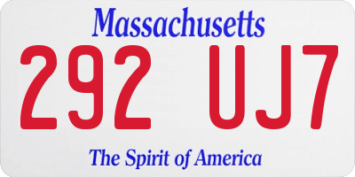MA license plate 292UJ7