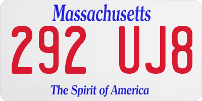MA license plate 292UJ8