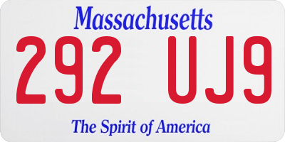 MA license plate 292UJ9