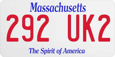 MA license plate 292UK2
