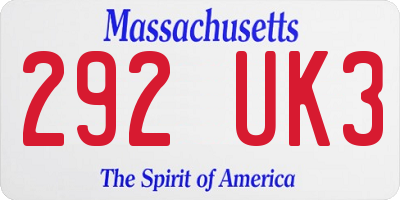 MA license plate 292UK3