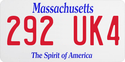 MA license plate 292UK4