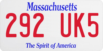 MA license plate 292UK5