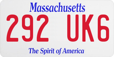 MA license plate 292UK6