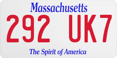MA license plate 292UK7