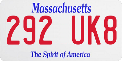MA license plate 292UK8