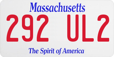 MA license plate 292UL2