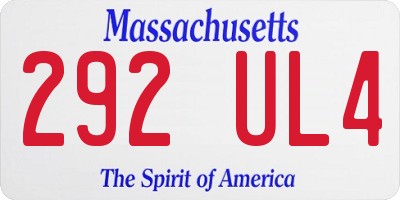 MA license plate 292UL4
