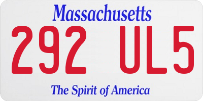 MA license plate 292UL5