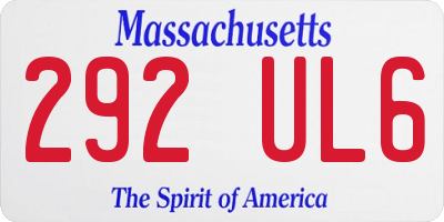 MA license plate 292UL6