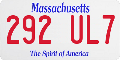 MA license plate 292UL7
