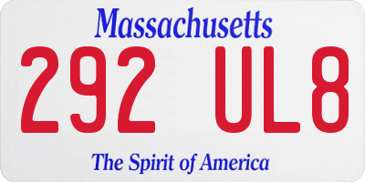MA license plate 292UL8
