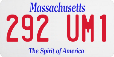 MA license plate 292UM1