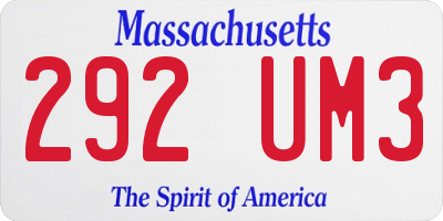 MA license plate 292UM3
