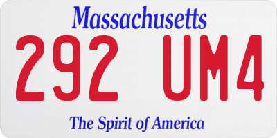 MA license plate 292UM4
