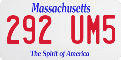 MA license plate 292UM5